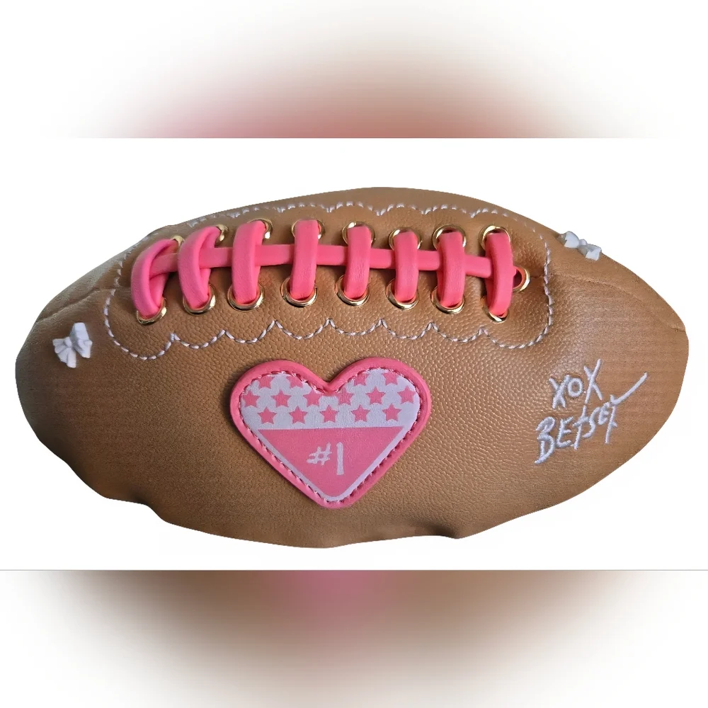Betsey Johnson Tan and Pink Football Crossbody Bag - Picture 6 of 10
